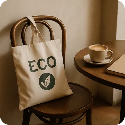 An eco tote placed on a chair